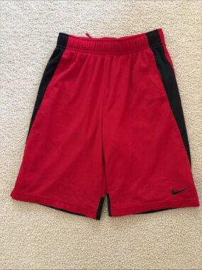 Nike Red Boy’s Basketball Mesh Shorts with Black Panels
